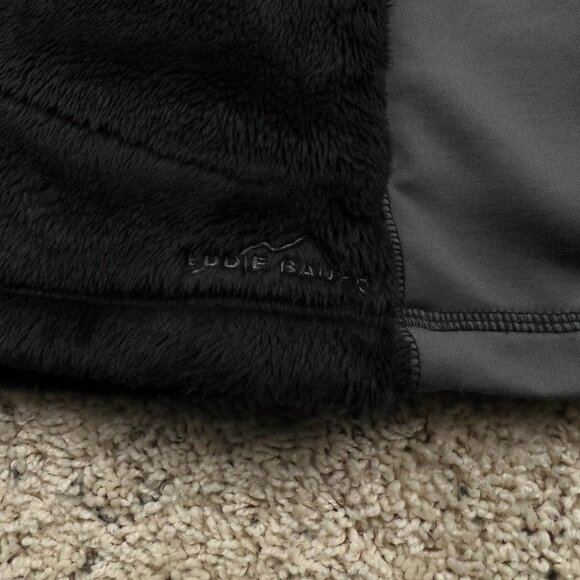 Eddie Bauer Black Plush Fuzzy Jacket Size XL Zip Up Hoodie Super Soft Unisex - Picture 4 of 10